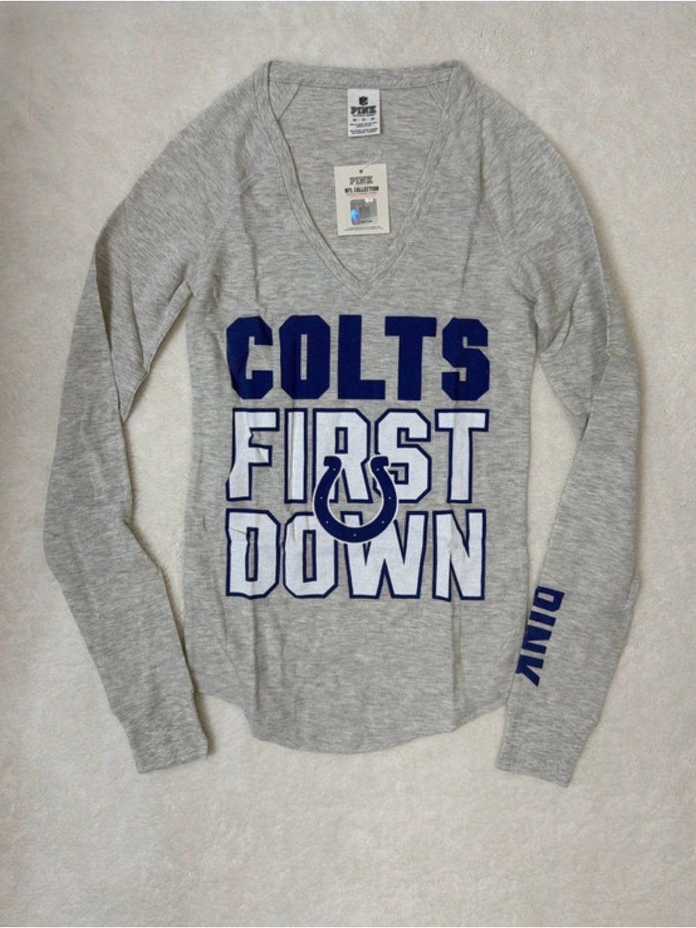 NFL Victoria Secret VS Pink INDIANAPOLIS COLTS Long Sleeve Thermal Tee XS NWT